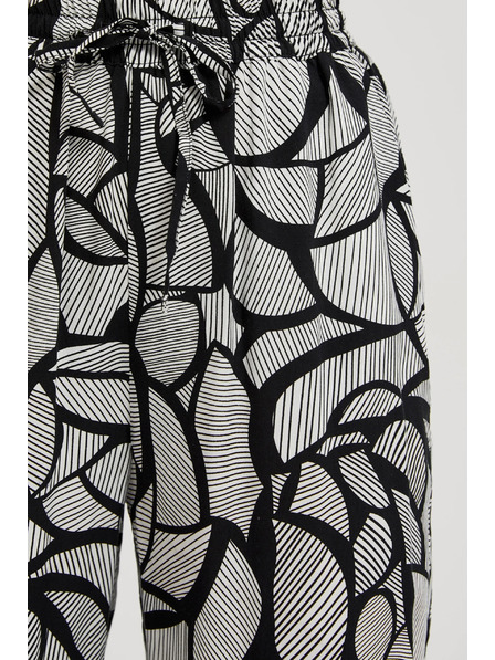 Moodo Viskozne hlače z ravnimi hlačnicami črno-bele Moodo