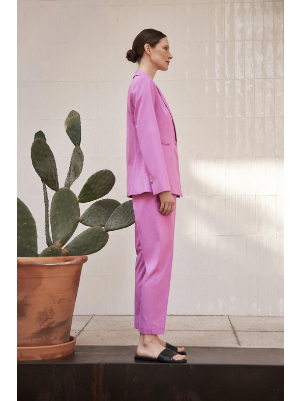 Moodo Formalne rožnate hlače v gubo Moodo