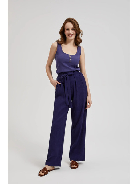 Moodo Vijolične hlače s širokimi hlačnicami in pasom Moodo