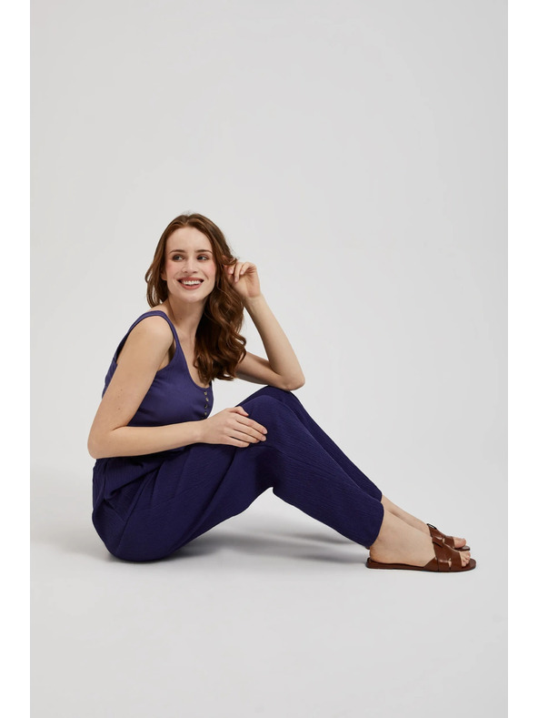 Moodo Vijolične hlače s širokimi hlačnicami in pasom Moodo