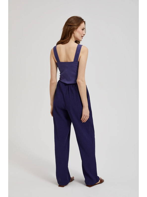 Moodo Vijolične hlače s širokimi hlačnicami in pasom Moodo