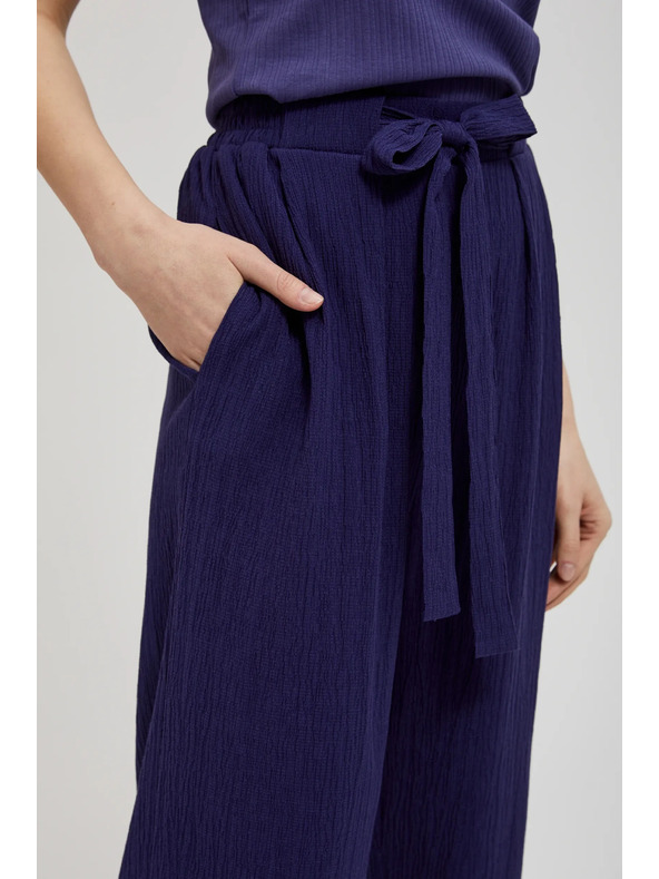 Moodo Vijolične hlače s širokimi hlačnicami in pasom Moodo