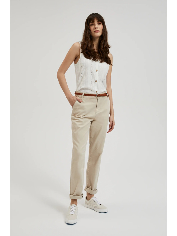 Moodo Bežne hlače z dekorativnim pasom Moodo