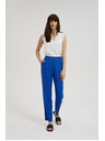 Moodo Lanene hlače z hlačnicami do roba modre Moodo