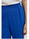 Moodo Lanene hlače z hlačnicami do roba modre Moodo