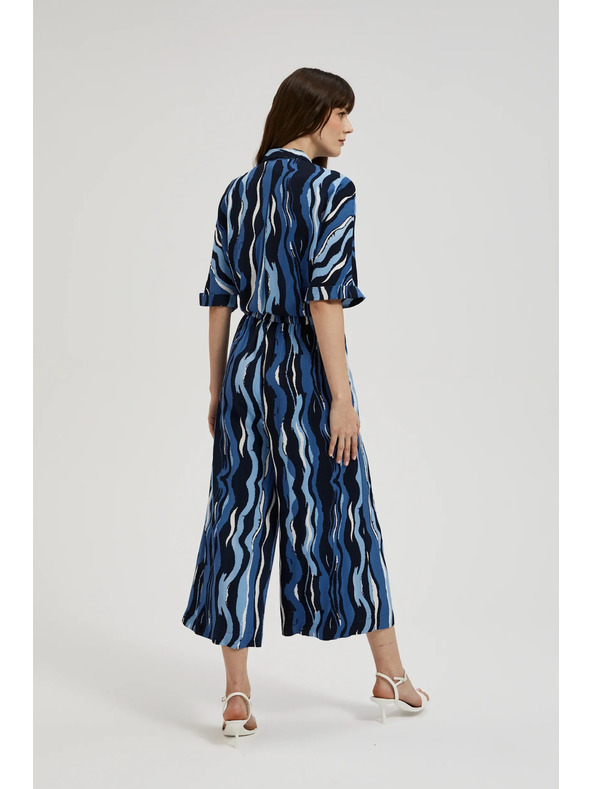 Moodo Vzorčaste hlačke cullotes modre Moodo