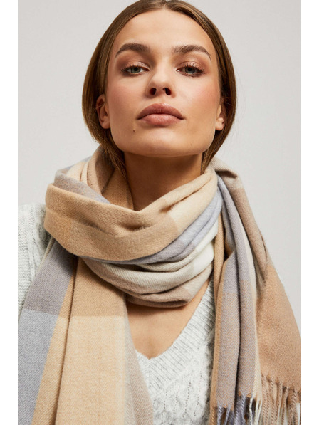 Moodo Šal z mrežastim vzorcem in resicami temno bež Moodo