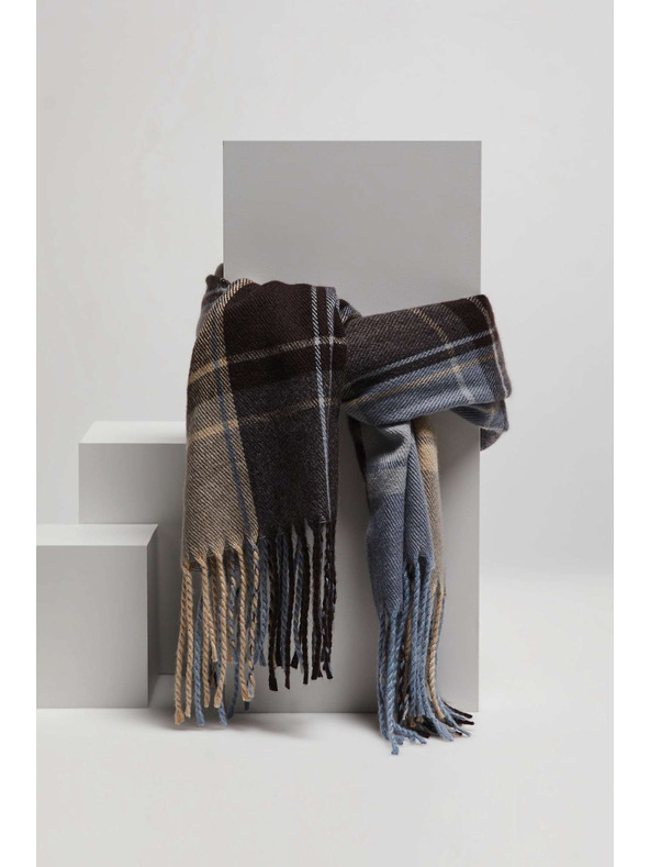 Moodo Šal z mrežastim vzorcem in resicami rjav Moodo