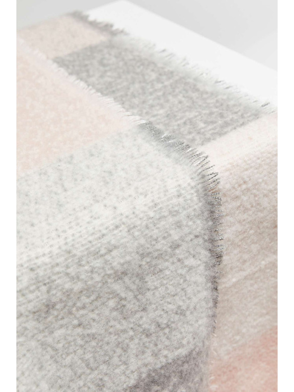 Moodo Pudrasto rožnat šal z mrežastim vzorcem in resicami Moodo