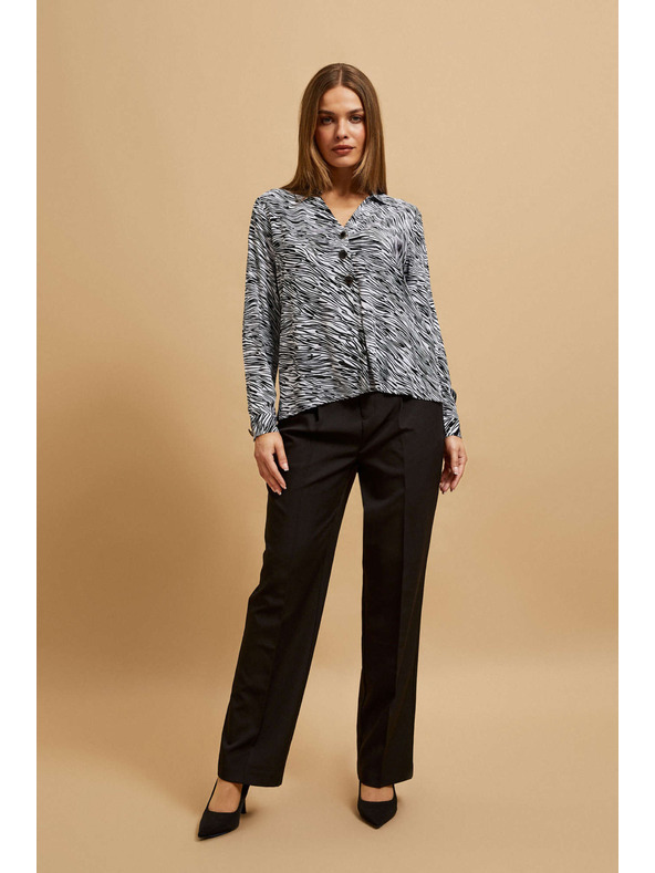 Moodo Srajca z V-izrezom črno-bela Moodo