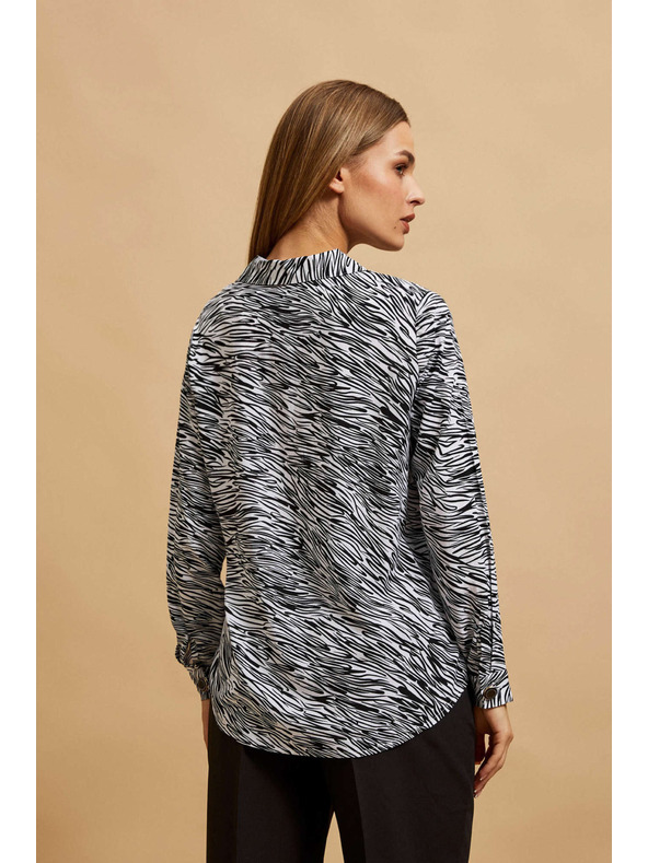 Moodo Srajca z V-izrezom črno-bela Moodo