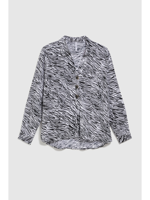 Moodo Srajca z V-izrezom črno-bela Moodo