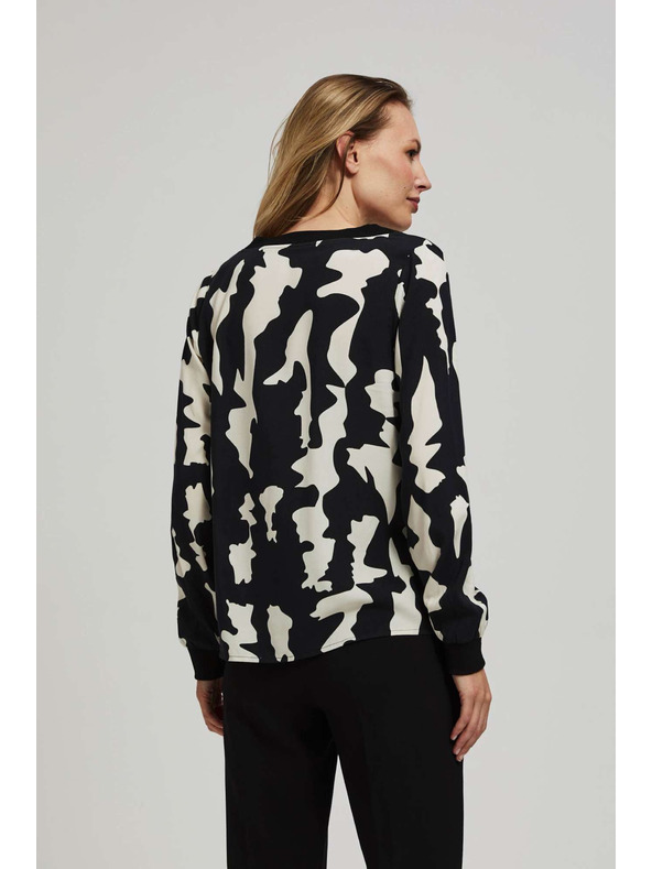 Moodo Vzorčasta srajca z V-izrezom črna Moodo