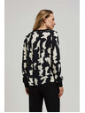 Moodo Vzorčasta srajca z V-izrezom črna Moodo