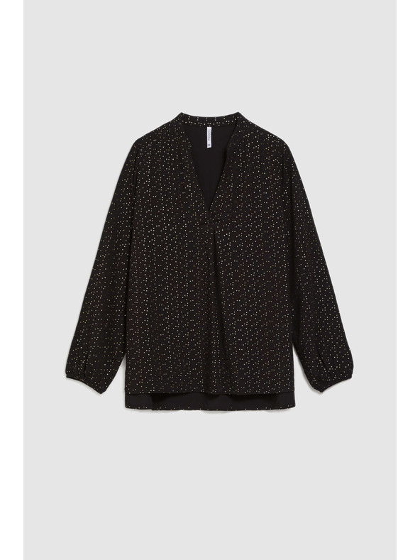 Moodo Črna srajca z V-izrezom Moodo