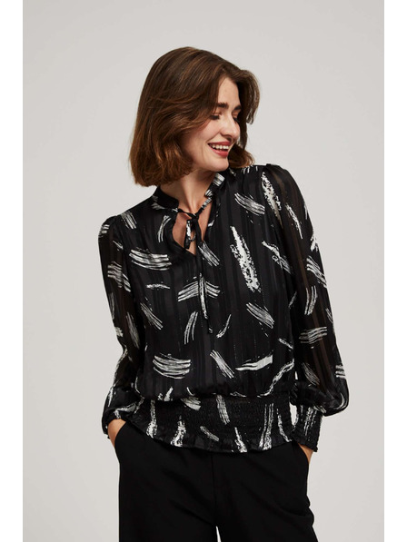 Moodo Črna srajca Moodo z zavezanim izrezom