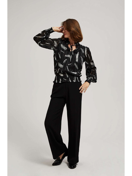 Moodo Črna srajca Moodo z zavezanim izrezom