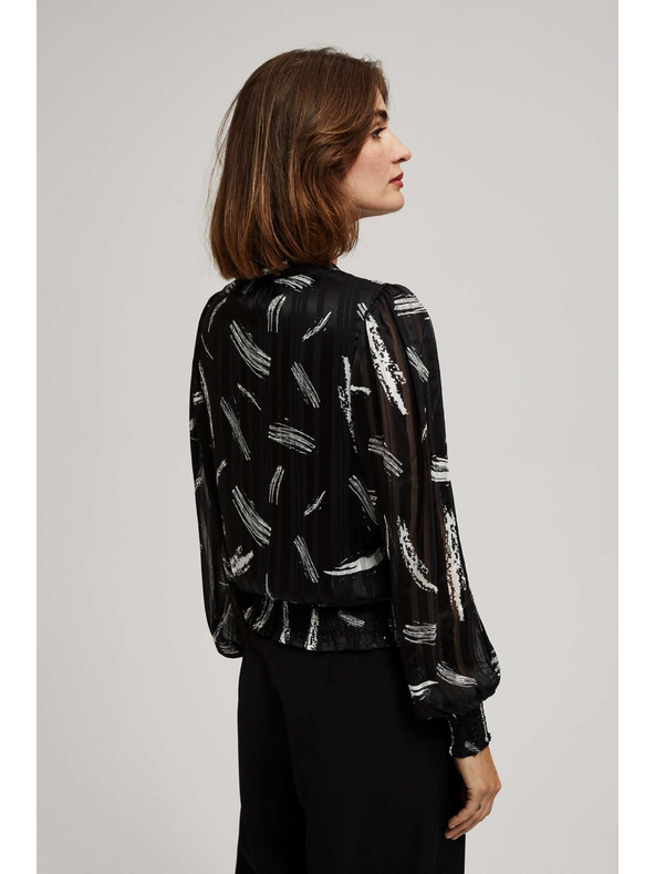 Moodo Črna srajca Moodo z zavezanim izrezom