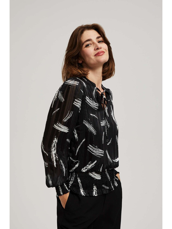 Moodo Črna srajca Moodo z zavezanim izrezom