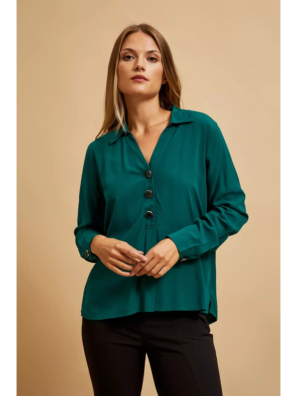 Moodo Srajca z V-izrezom smaragdna Moodo