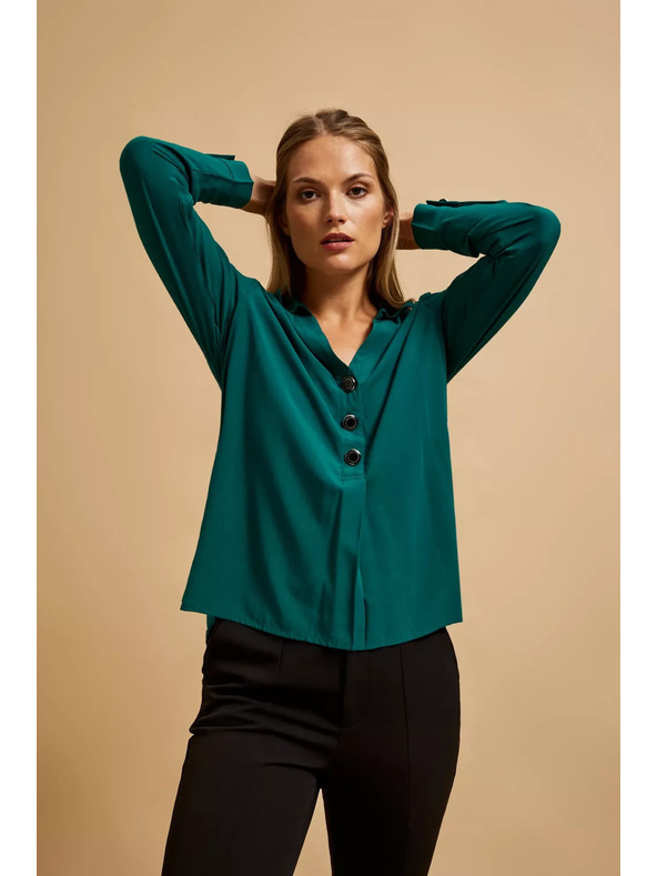 Moodo Srajca z V-izrezom smaragdna Moodo