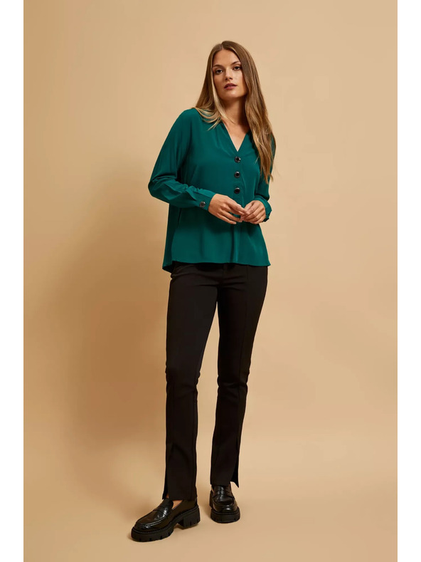 Moodo Srajca z V-izrezom smaragdna Moodo