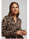 Moodo Vzorčasta srajca z V-izrezom temno bež Moodo