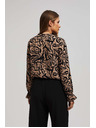 Moodo Vzorčasta srajca z V-izrezom temno bež Moodo