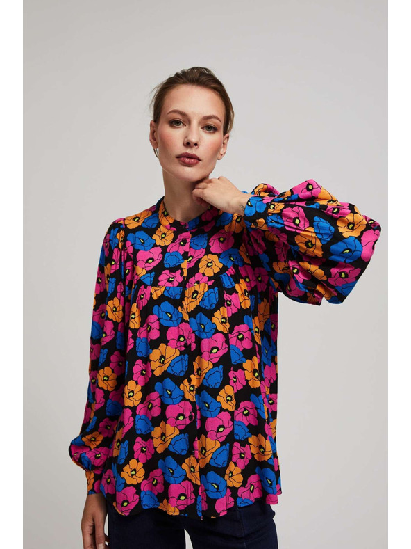Moodo Črna cvetlična srajca Moodo