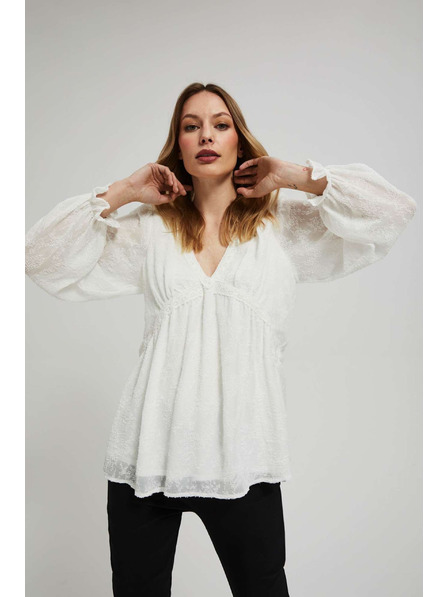 Moodo Bela srajca s napihnjeni rokavi Moodo