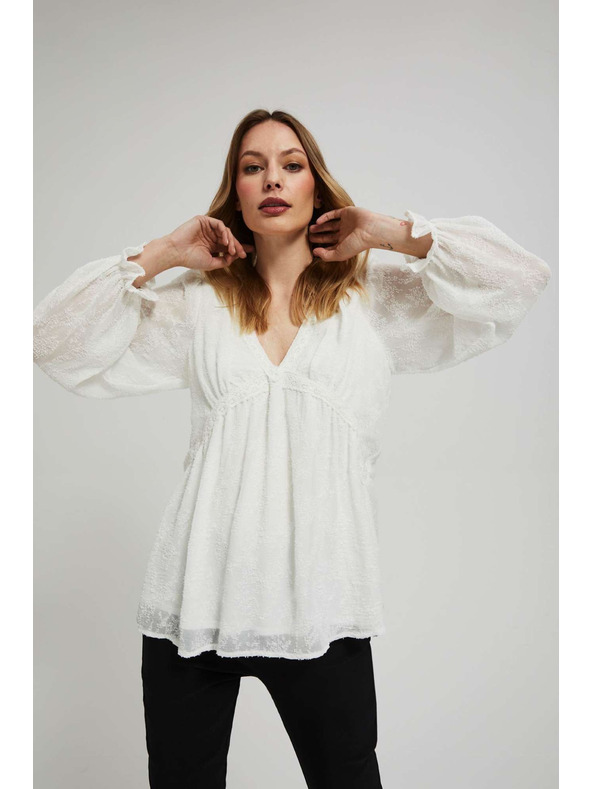 Moodo Bela srajca s napihnjeni rokavi Moodo