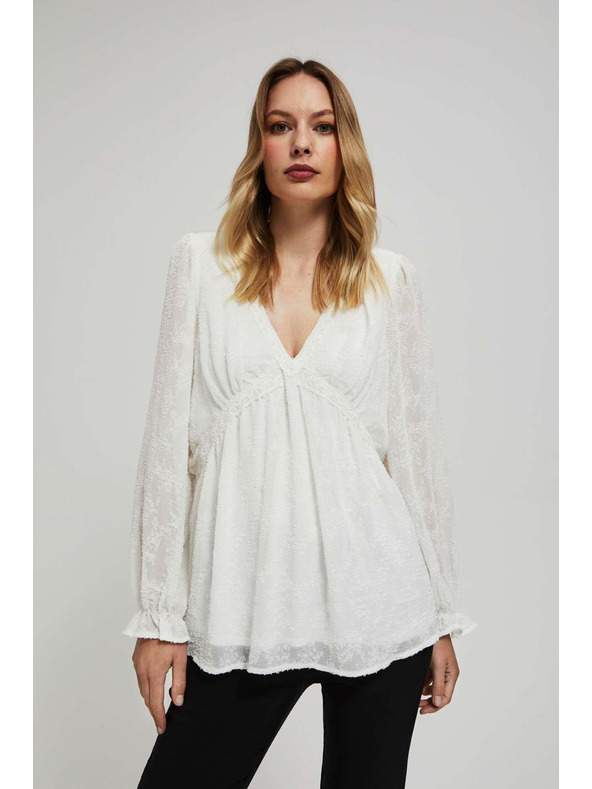 Moodo Bela srajca s napihnjeni rokavi Moodo