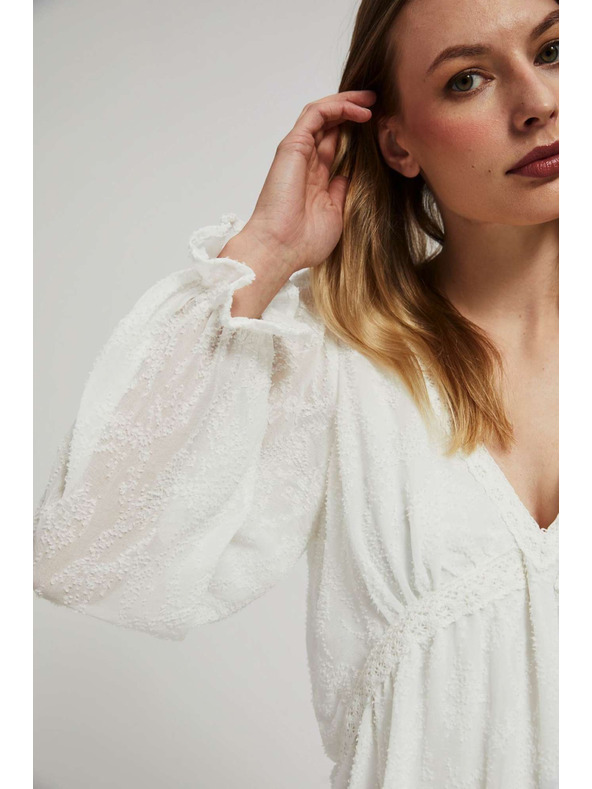 Moodo Bela srajca s napihnjeni rokavi Moodo