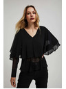 Moodo Srajca z volani in V-izrezom črna Moodo