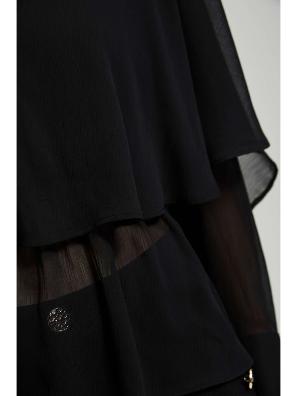 Moodo Srajca z volani in V-izrezom črna Moodo