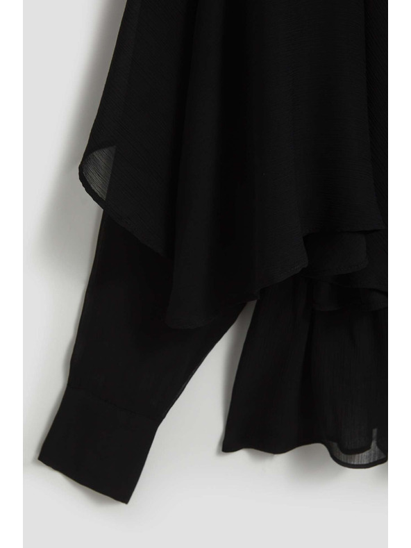 Moodo Srajca z volani in V-izrezom črna Moodo