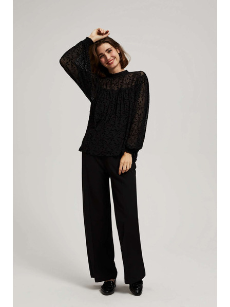 Moodo Moodo črna majica z nabranimi rokavi