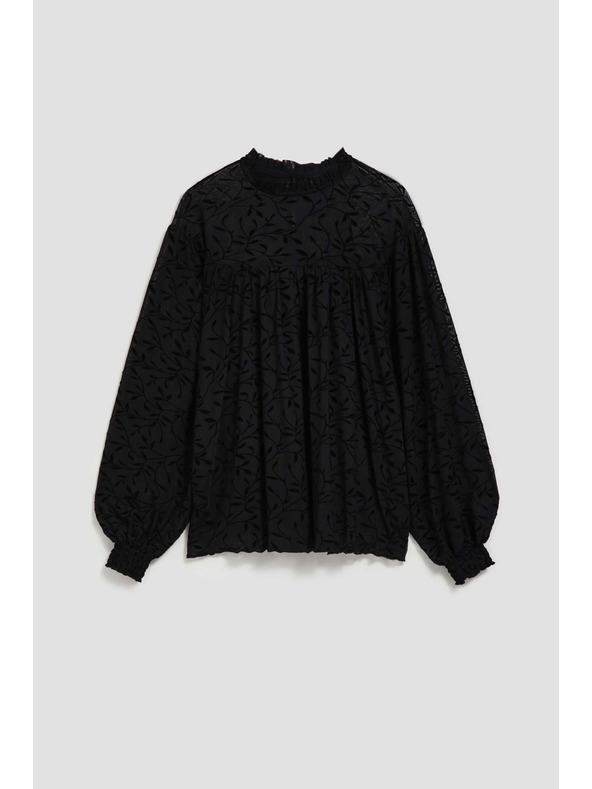 Moodo Moodo črna majica z nabranimi rokavi