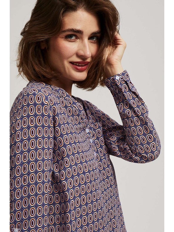 Moodo Vzorčasta srajca z V-izrezom svetlo modra Moodo
