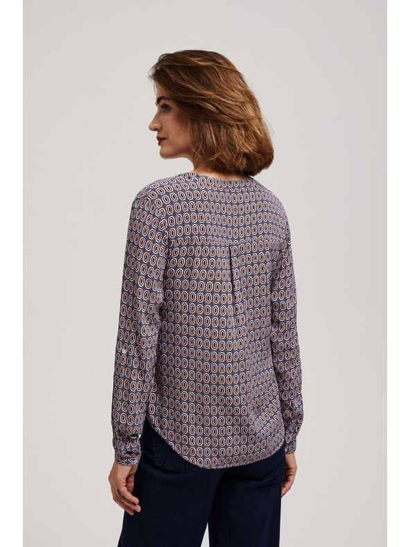 Moodo Vzorčasta srajca z V-izrezom svetlo modra Moodo