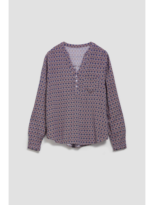 Moodo Vzorčasta srajca z V-izrezom svetlo modra Moodo