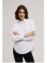 Moodo Bela bluza z okrasnimi gumbi na izrezu in rokavi Moodo