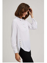 Moodo Bela bluza z okrasnimi gumbi na izrezu in rokavi Moodo