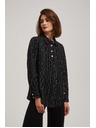 Moodo Črna bluza z okrasnimi gumbi in nežnim vzorcem Moodo