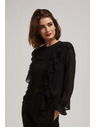 Moodo Črna srajca z volani in dolgimi rokavi Moodo