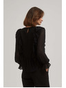 Moodo Črna srajca z volani in dolgimi rokavi Moodo