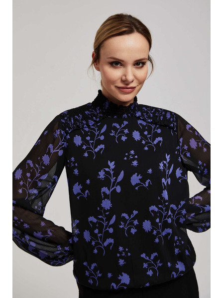 Moodo Črna srajca s cvetličnim vzorcem Moodo