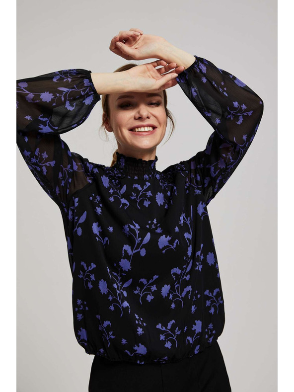 Moodo Črna srajca s cvetličnim vzorcem Moodo