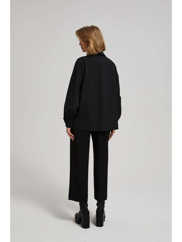 Moodo Črna bluza z okrasnimi gumbi in napihnjeni rokavi Moodo