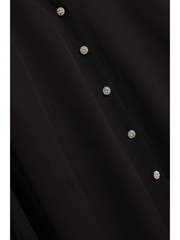 Moodo Črna bluza z okrasnimi gumbi in napihnjeni rokavi Moodo